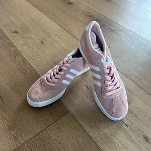 Nwot adidas pink and white suede sneakers